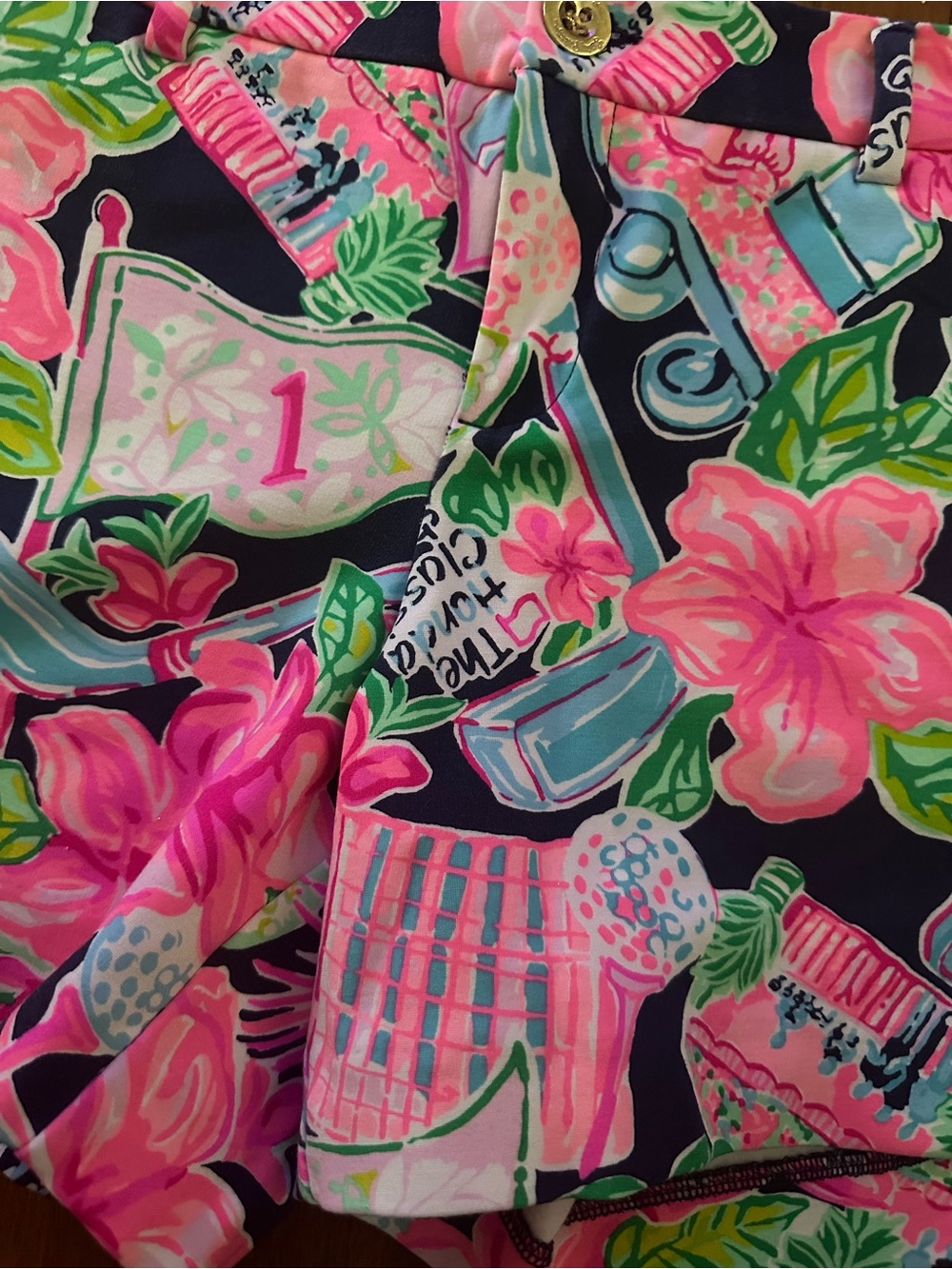 Lilly Pulitzer Callahan High Tide Navy Honda Classic Stretch 5” Shorts Size 8 - Picture 4 of 6